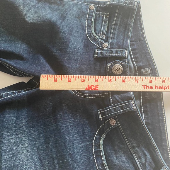Silver Jeans Tuesday Jeans Flare Sz 27X31 Thick Contrast Stitch Blue Denim Y2K - Picture 11 of 12
